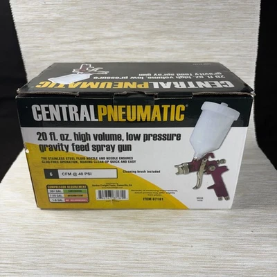Paint Spray Gun Central Pneumatic 20 FL OZ High Volume Low Pressure Gravity Feed - Image 1 of 4