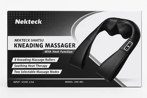 Nekteck Shiatsu Neck Shoulder Back Massager with Heat 8 Rollers Pain Relief - Picture 1 of 8