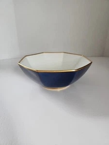 FITZ AND FLOYD CIOTOLA PER VERDURE RINASCIMENTALE BLU NAVY BORDO ORO - OTTAGONALE 9" - Foto 1 di 6