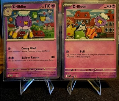 Pokemon TCG Drifloon and Drifblim 2 Cosmo Holo Promo Set Mega Evolution - Image 1 of 2