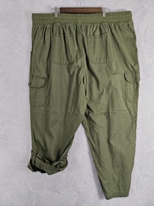 Woman Within Drawstring Cargo Pants Womens 26W Convertible Pull On Comfort Green - Picture 1 of 15