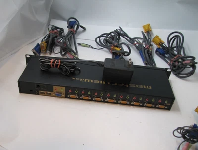 TEN CS-1758 8 端口 USB / PS/2 VGA KVM 交换机 – 已测试、正常工作 – 带 7 条线缆 — 第 1/4 张图片