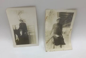 LOT de 2 photos Jolie jeune femme Rapid King Ship Saint-Laurent NY-1920’s B&W - Photo 1/7