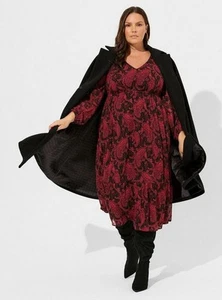NWT Torrid Tea Length Clip Dot Open Back A-Line Dress Plus Sz 2X Babydoll Flowy - Picture 1 of 20