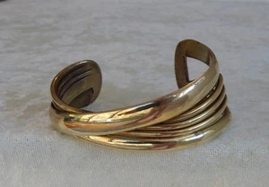 VINTAGE MODERNIST MESSING MANSCHETTENARMBAND FÜR REICHLICH HANDGELENK - Bild 1 von 5