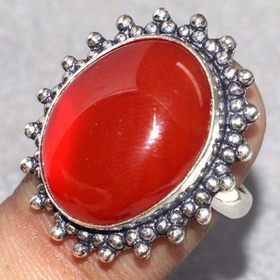 Anillo Cornalina 925 Chapado en Plata Piedras Preciosas Hecho a Mano EE. UU. 7 Joyería JW Foto 1 de 3