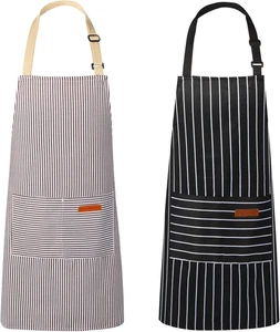 2er-Pack Küchenschürzen, Schürze zum Kochen mit 2 Taschen, Unisex verstellbarer Hals - Bild 1 von 7