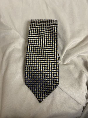 Gianfranco Ferre 男式丝绸领带 56.5 英寸 X 3 英寸淡绿色/棕色几何图案 — 第 1/3 张图片