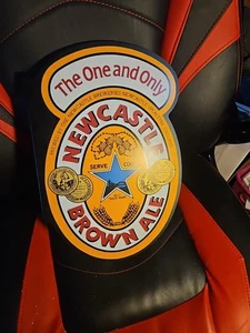 Newcastle Brown Ale the one and only 2 sided fiber beer label sign 15.5 x 10.5 - Picture 1 of 4