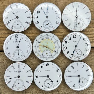 0s Elgin Pocket Watch Movements - Grade 203, 354, 355 - 11,15 Jewels, Fancy Dial - Picture 1 of 2