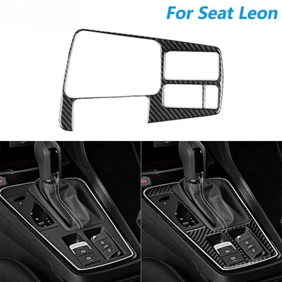 Cubierta del panel de control del cambio de marchas central de fibra de carbono para Seat Leon MK3 2017-2019 Foto 1 de 4