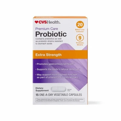 CVS Premium Care Probiótico Extra Fuerza 15 Cápsulas Vegetales EXP 04/2027 Foto 1 de 4