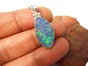 Natürlicher australischer Opal Sterlingsilber 925 Edelstein Anhänger - Bild 1 von 7