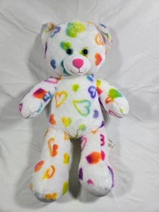 Build-A-Bear Regenbogenherzen 17 Zoll weißer Teddybär Plüschtier Stofftier sauber - Bild 1 von 2