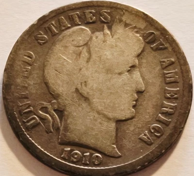 1910-P Barber Silver Dime -Very Nice Circ Collector Coin - Image 1 of 2