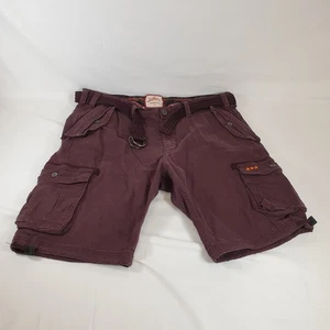 Joe Browns Men's Belted Relaxed Fit Cargo Shorts Thick Material Maroon W36" - Picture 1 of 23