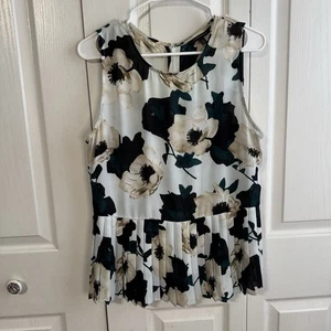 Blusa plisada floral Peplum Banana Republic para mujer talla 12 Business Preppy - Imagen 1 de 6