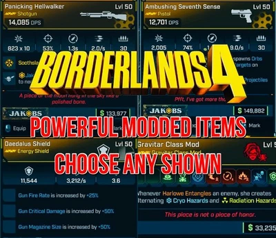 Borderlands 4 Max Level 50 Modded Guns Items + Gear You Choose XBOX X/S PS5 PC