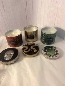 3 Bath & Body Works HALLOWEEN Candle Designer Top Candy Apple Vanilla Woods Vamp - Picture 1 of 2