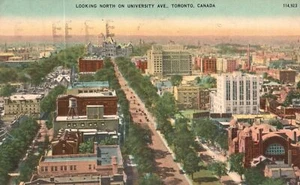 Cartolina d'epoca 1940 guardando a nord su University Avenue Toronto Canada PUÒ - Foto 1 di 2