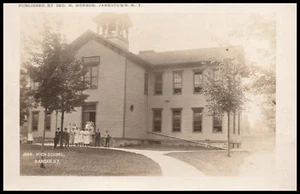 Bergen, New York,  High School and Students  Genesee Co Real Photo Postcard RPPC - Picture 1 of 3