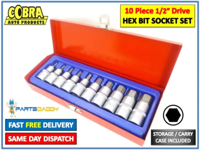 COBRA TOOLS UK ALLEN KEY / HEX BIT SOCKET SET 10pc 1/2" Drive 4mm to 19mm - H4 to H19 UK 31-14