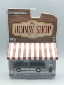 Greenlight Hobby Shop 1984 GMC 2500 High Sierra w/ Vintage Gas Pump, 1:64, NIB - Picture 1 of 11
