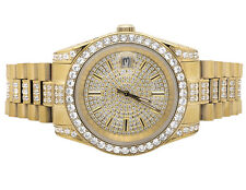 18K Yellow Gold Stainless Steel Simulated Diamond Presidential Watch 41MM PR-01
