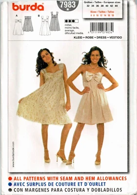 Burda 7983 Misses Formal Evening Gown Prom Dress W/without Bow Pattern Sz 6-18 - Image 1 of 4