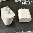2Pack 20W USB Type C Fast Charger PD Power Adapter Cable For iPhone 14/13/12/Pro