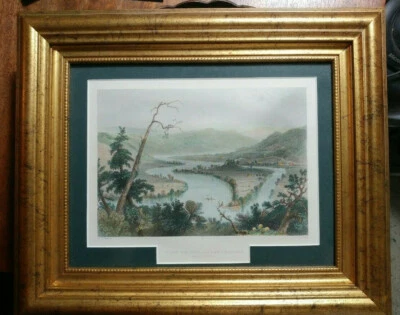 Vista de la litografía coloreada a mano de Susquehanna y enmarcada! Foto 1 de 2