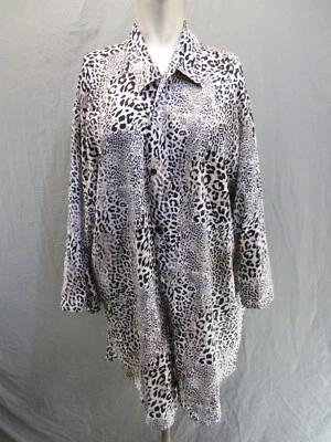 Alfani Size XL Womens Leopard Animal Print Button Up Pajama Top 5BL-404 - Image 1 of 4