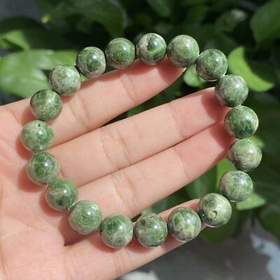 10.8mm Natural Green Diopside Quartz Crystal Gemstone Beads Bracelet 1190 - Image 1 of 4