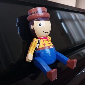 Pupazzo in legno seduto fatto a mano figura dipinta decorazione casa giocattolo regalo capodanno - Foto 1 di 10