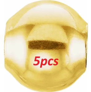 (5) CINCO CUENTAS DE CUERDA REDONDAS BRILLANTES SUAVES Y BRILLANTES DE ORO AMARILLO 22K ESPEJO ESPEJO ESPEJO DE ORO AMARILLO SÓLIDO - Imagen 1 de 3