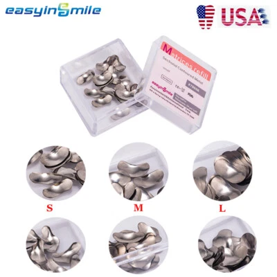 50Pcs Dental Metal Matrices Matrix Band Sectional Contoured Refill S/M/L 50μm - Image 1 of 4