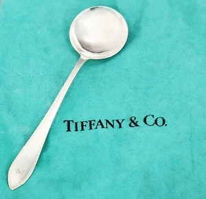 REEDED EDGE by TIFFANY & Co. Sterling Silver 5⅜ Inch Bouillon Soup Spoon w/ Mono - Picture 1 of 6
