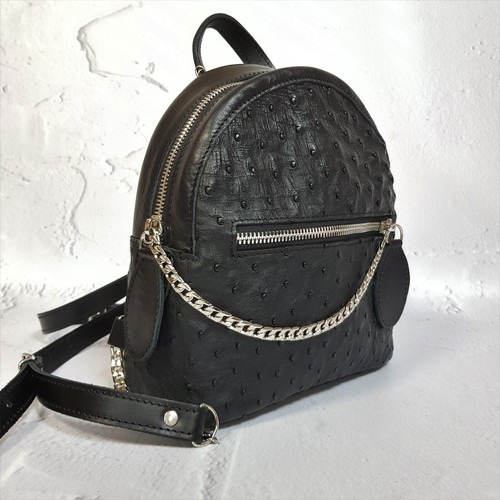 COACH Zaino da donna ORIGINALE pelle di struzzo esotica borsa nera