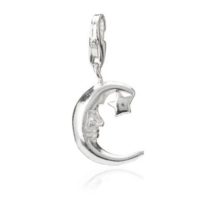 Damen Charm-Anhänger Halbmond 925 Silber 12x9mm Charms für Bettelarmband Amulett - Picture 1 of 1