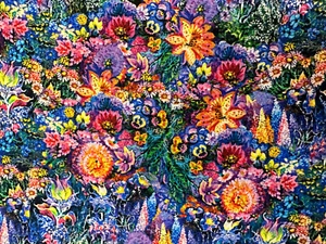 ASTRAL VOYAGE FLORAL BY JOSEPHINE WALL 3 WISHES FANTASY FLOWER DIGITAL FABRIC HY - Picture 1 of 4