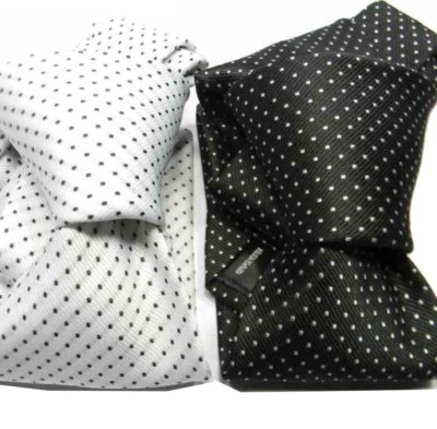 Cravatta nera a pois bianchi necktie bianca white a pois neri black punkts point - Imagen 1 de 4