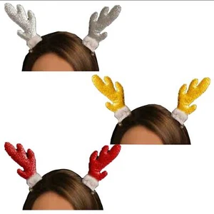 Weihnachten Neuheit 6 Glitzer Geweih Haarspangen Strumpf Füller - Rot Gold Silber - Bild 1 von 1