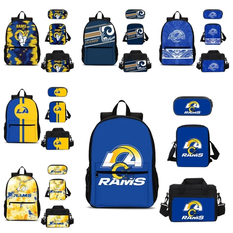 Los Angeles Rams Kids 4PCS Backpack Set Lunch Box Crossbody Bag Pencil Case Gift Cover