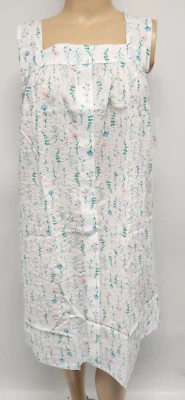 Women Sleeveless Nightgown Seersucker White Floral Croft  Barrow Cotton Blend - Image 1 of 4