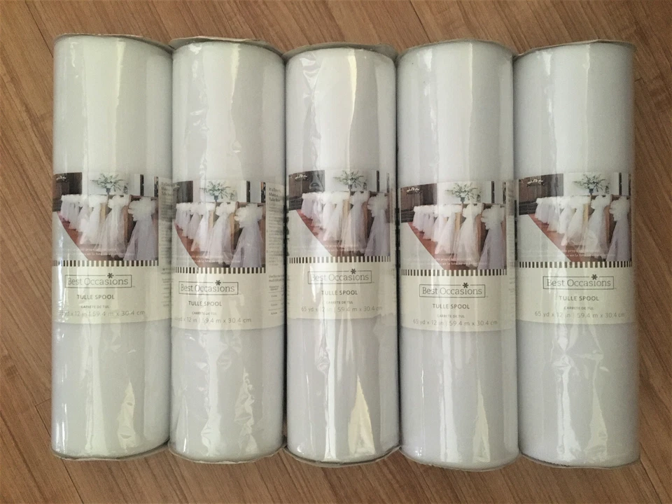 White Tulle Spools--Five Total--65 yards by 12 inches each - Image 1 of 1