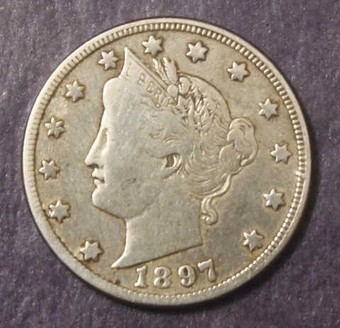 1897 Liberty Nickel Fine Cleaned.................Lot 9990 Cover