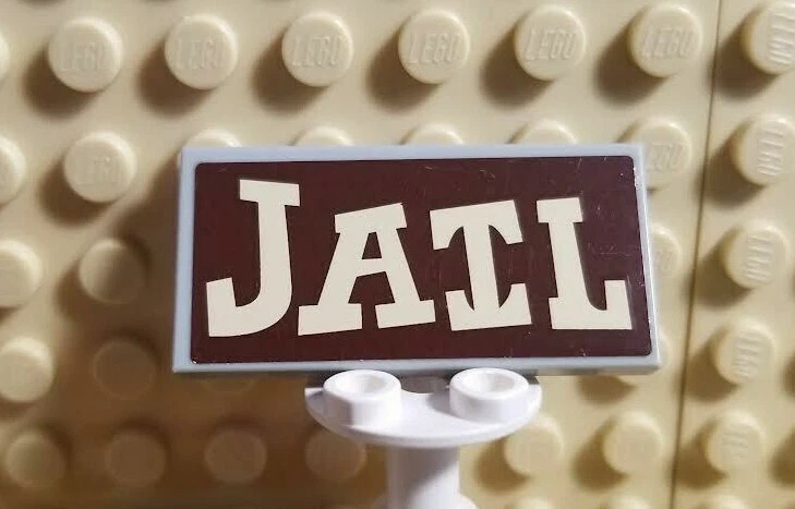 LEGO Minifigure Jail Sign 2x4 Police Station Logo City Worker Real Job - Image 1 of 1