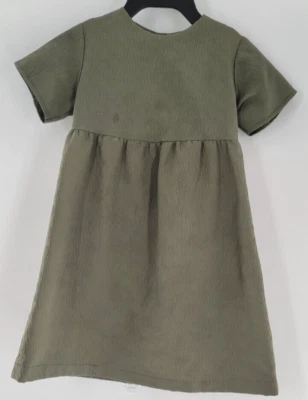 Toddler Girls Amish Handmade Short Sleeve Long Dress Olive Green - Image 1 of 2