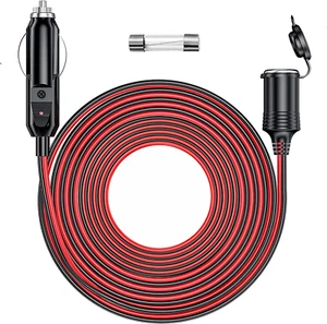 12V/24V Heavy Duty Cigarette Lighter Extension Cord 26.1FT with LED Light for Ca - Picture 1 of 12