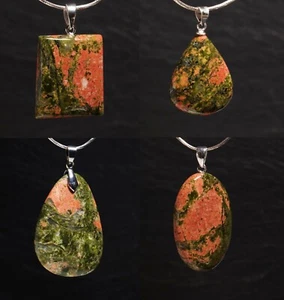 Unikat Edelstein Anhänger mit Unakit Epidot für Ketten und Lederband Steinschatz - Bild 1 von 23